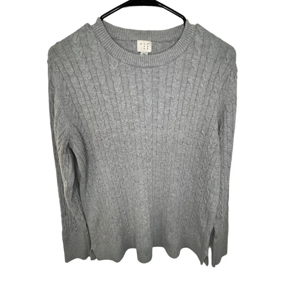 A New Day Basic Grey Knit Warm Long Sleeve Sweater